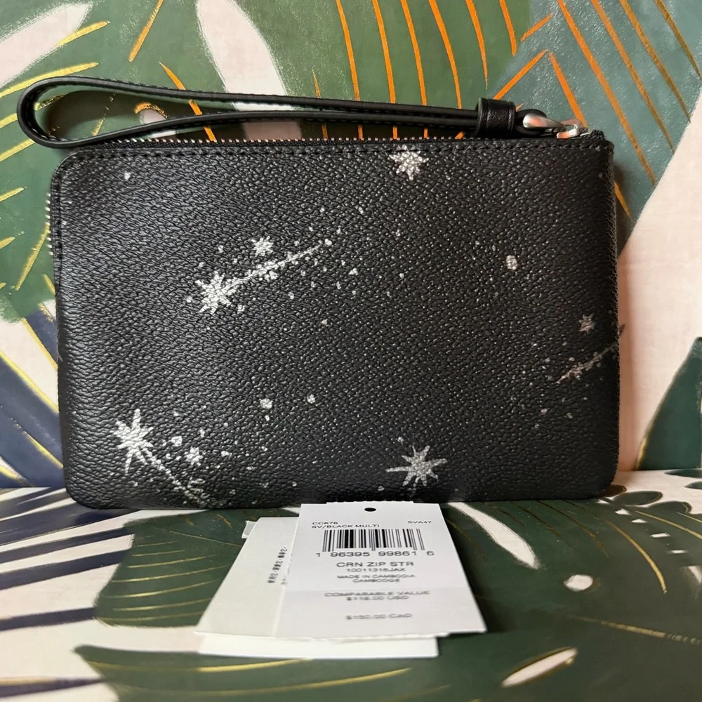Coach Star Black and Silver Wristlet NWT